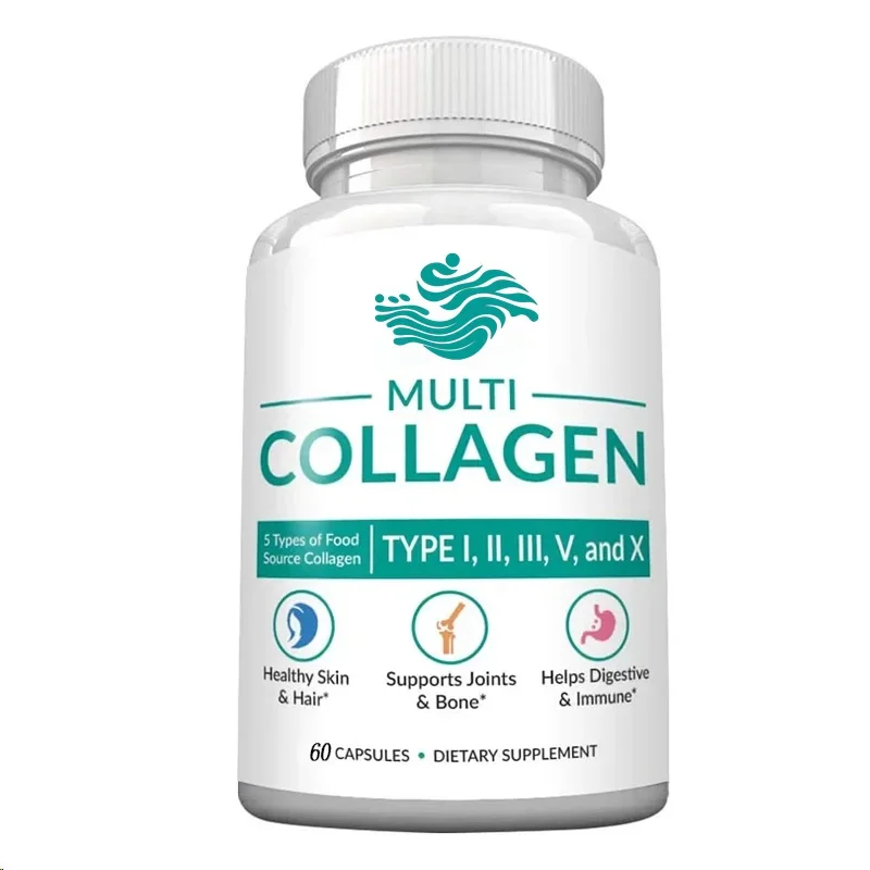 Multi Collagen 60 Capsules - Type I, Ii, Iii, V, X Eggshell, Chicken, Wild Fish, and Grass Fed Beef Mixture 2025 Milligrams