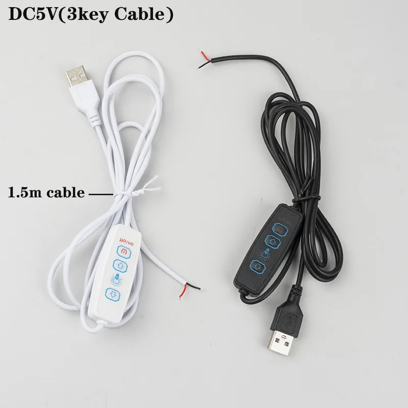 1/5Pcs DC 5V USB LED Dimmer 1.5m Cable with Switch Dimmable 2pin Extension Wire for Single 2 Colors CCT LED Light