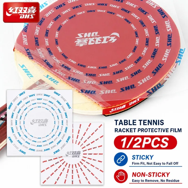 

1/2 pcs DHS Table Tennis Racket Sticky/ Non-sticky Protective Film Transparent Ping Pong Bat Rubber Protector Covers Accessories