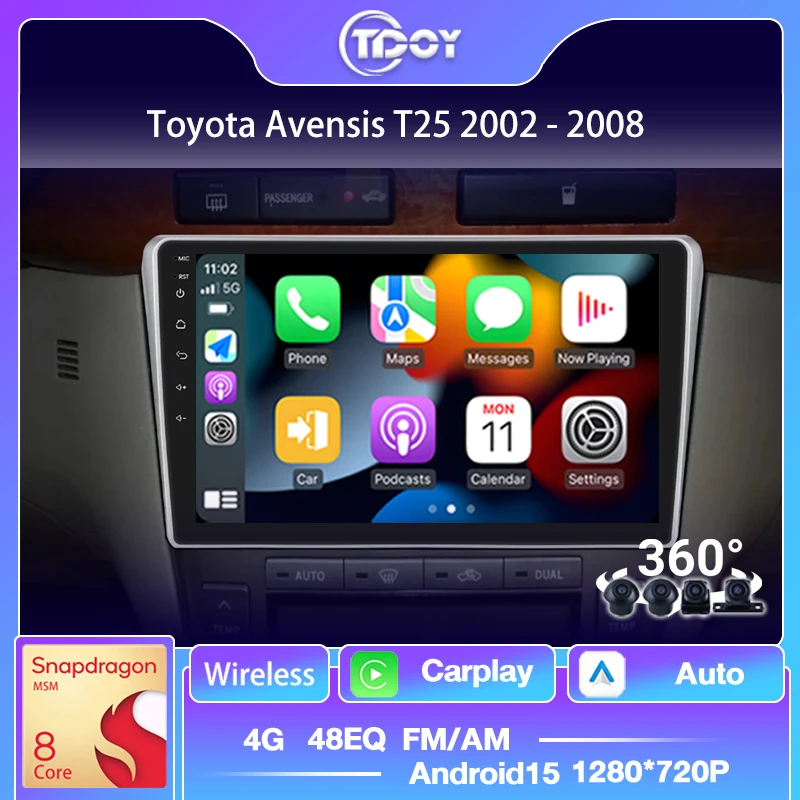 

HD Touch Screen Car Radio For Toyota Avensis T25 2002-2008 Multimedia Automotive Carplay Android Auto Wireless Car Stereo Audio