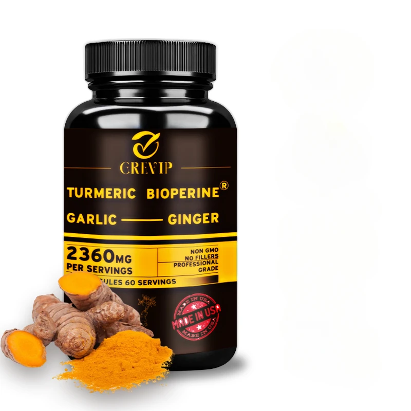 

4-in-1 Turmeric Ginger Supplement - with Garlic Curcumin Black Pepper - Joints, Immune Support, Improves Digestion