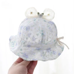 3 Colors Summer Cute Floral Kids Caps Girls Sun Protection Fishing Hats Baby Outdoor Sunshade Bucket Cap 3-18M