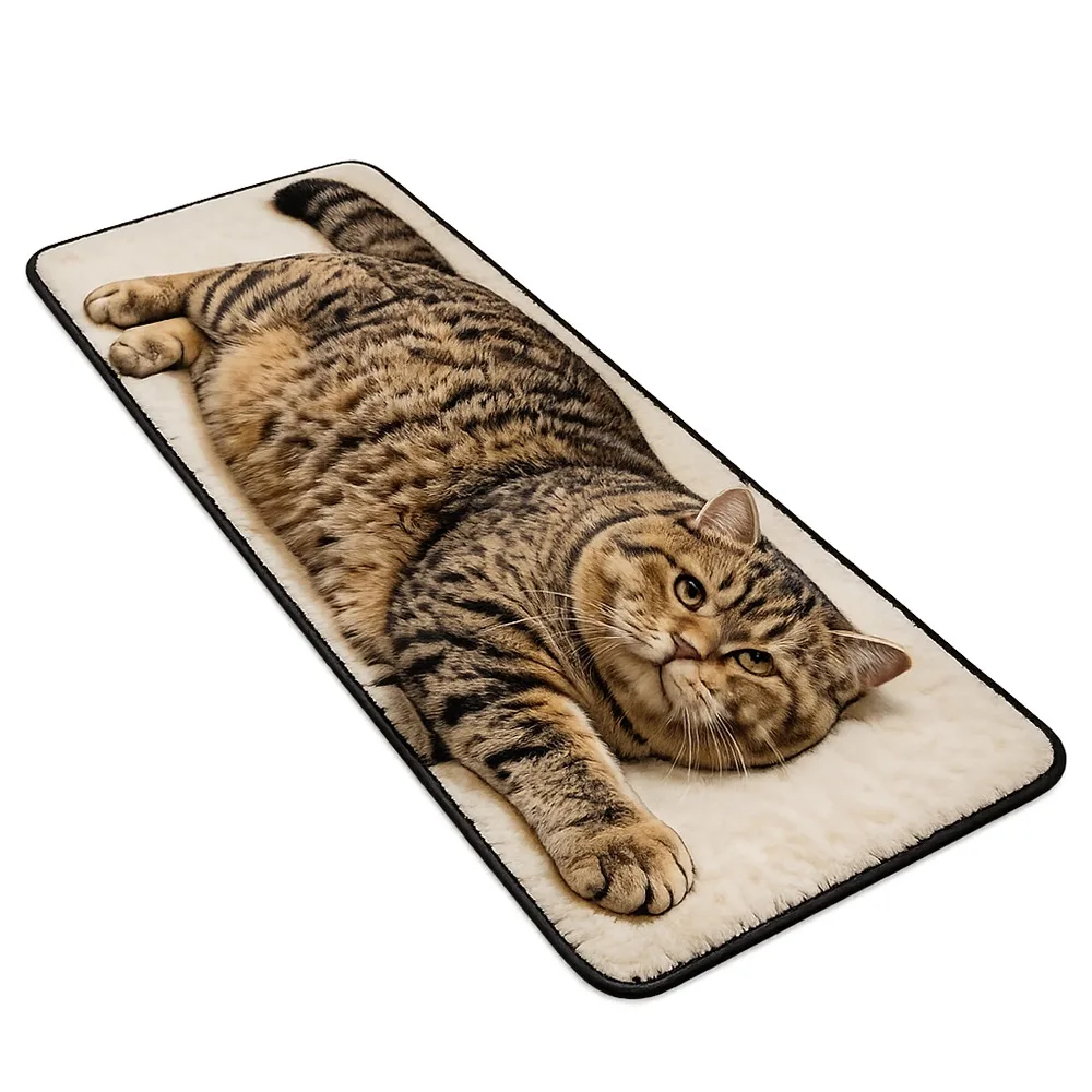 Fashion Crystal Velvet Cat Floor Mat Cartoon Animal Easy Clean Bedside Carpet Soft Surface Floor Rug Living Room