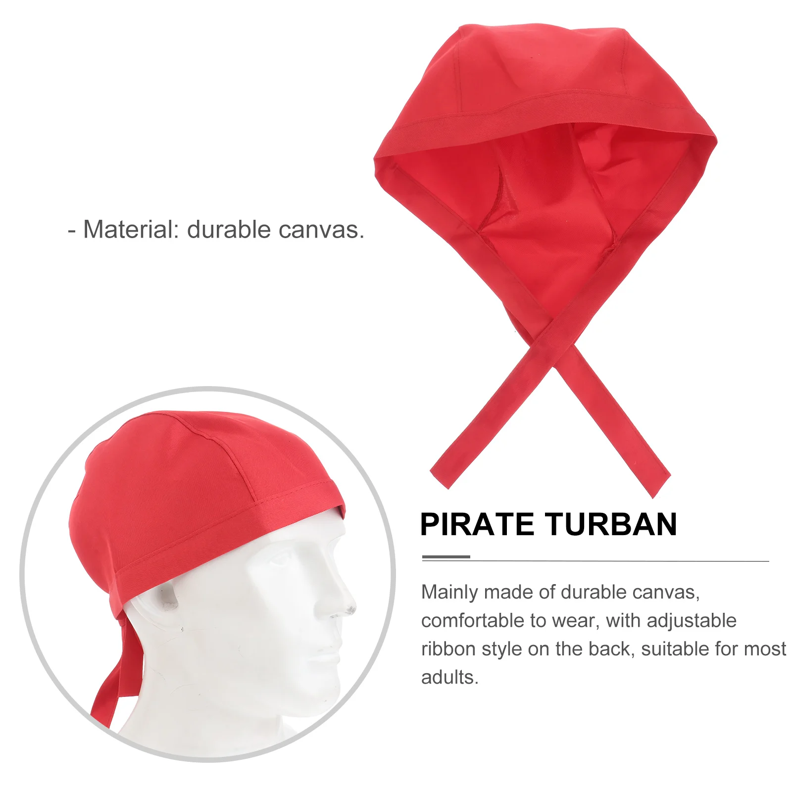 Fashion Chefs Hat Kitchen Catering Skull Ribbon Turban (Red) Pirate turban Catering skull cap Server hat