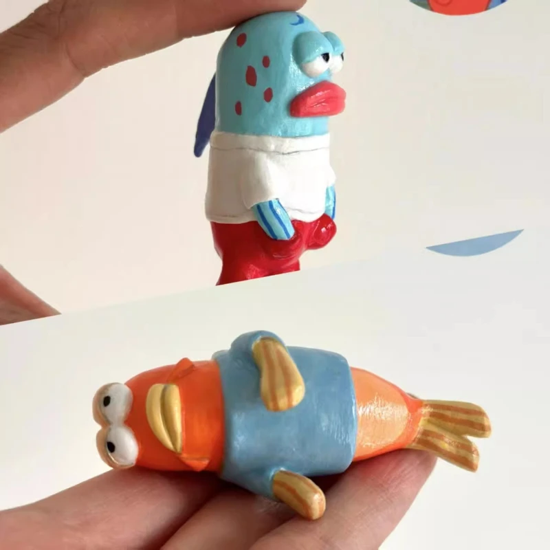 

Cute Residents of Bikini Bottom Underwater Fish Population Paralyzed Fish Ornament Kawaii Anime Figure Ornament Toys Gifts
