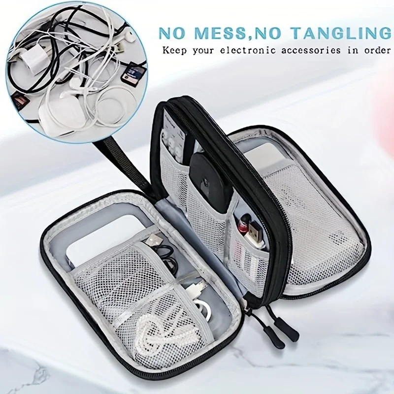 1PC Travel in Style with our Waterproof Electronic Storage Bag - Perfect for U Disks, Hard Disks, Headphones, and More!