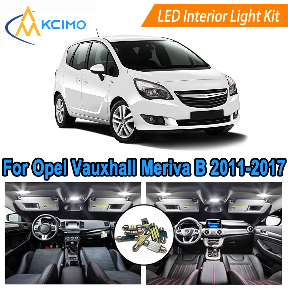 

LED Interior Lights For Opel Vauxhall Meriva B 2011-2017 Dome Map Door Courtesy Super Bright 6000K Interior Light Bulb Set