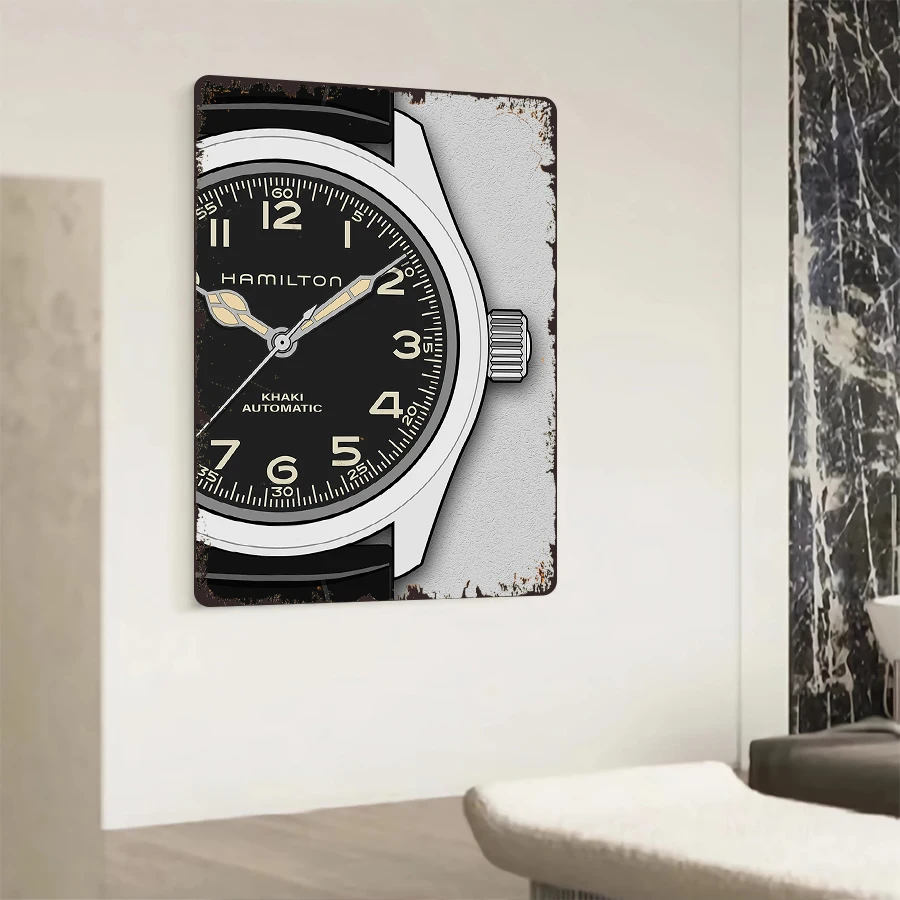Hamilton Khaki Automatic Watch Vintage Iron Painting Home Wall Decor Art Ornament