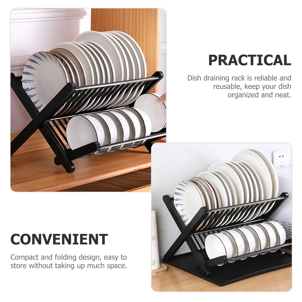 Dish Draining Rack Kitchen Tableware Drainer Clothes Drying Racks Sink Dryer Plated Pp Stainless Steel Folding