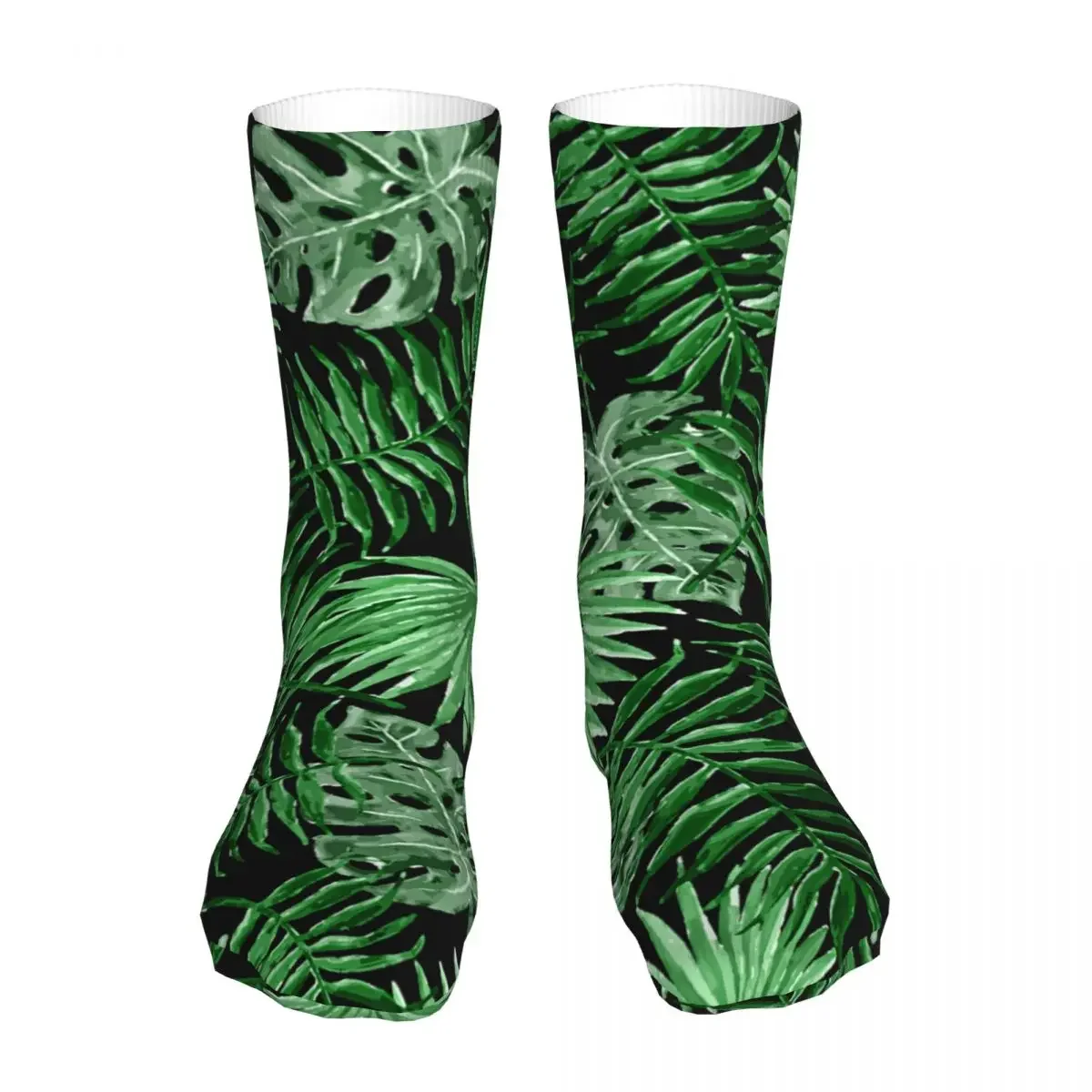 Men Bike Tropical Summery Green Hawaiian Palm Tree Floral Socks Cotton Compression Woman Sock