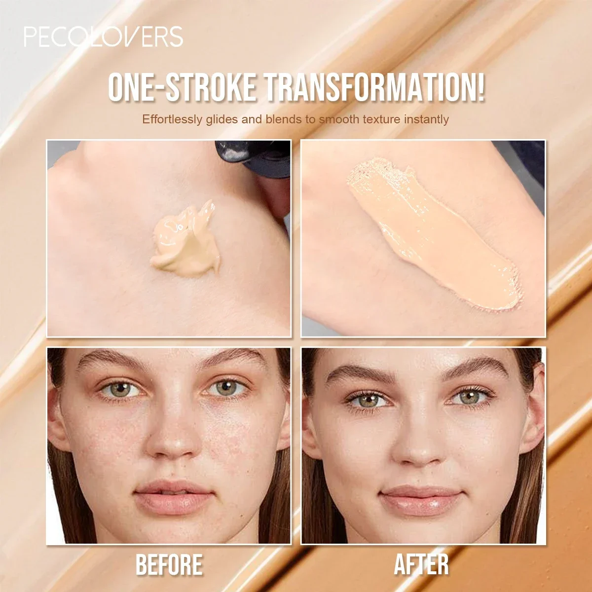 12pcs/set Liquid Foundation with Puff+Dual-Color Concealer Stick+Puff+Brushes Set, Matte Misty Finish,Lona Lasting