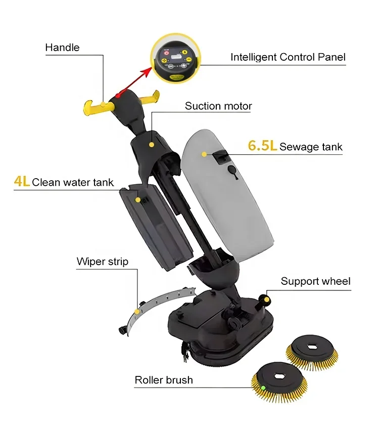 Caminhada atrás da bateria máquina de limpeza de piso elétrica sem fio purificador de piso de plástico para hotel/casa/armazéns