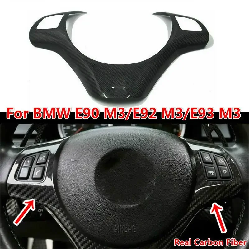 

Car Steering Wheel Real Carbon Fiber Modified Decorative Strip Frame Cover Trim Sticker For BMW M3 Series E90 E92 E93 Body Kit