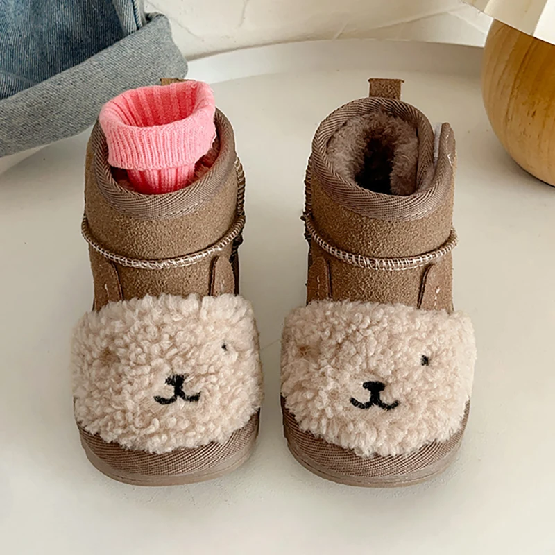 

Зимние меховые сапоги для детей, толстые теплые зимние сапоги для малышей, корейский стиль, милые плюшевые сапоги с героями мультфильмов для мальчиков и девочек, зимняя обувь для детей