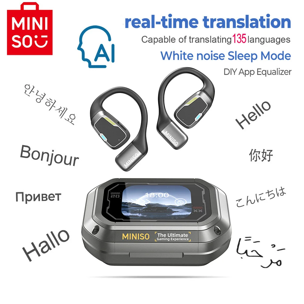 [AI Vertaler] MINISO M98 Draadloze hoofdtelefoon OWS Sport Bluetooth-oortelefoon Gaming-headset ASMR APP Vertaling Oordopjes IPX5 - afbeelding 1