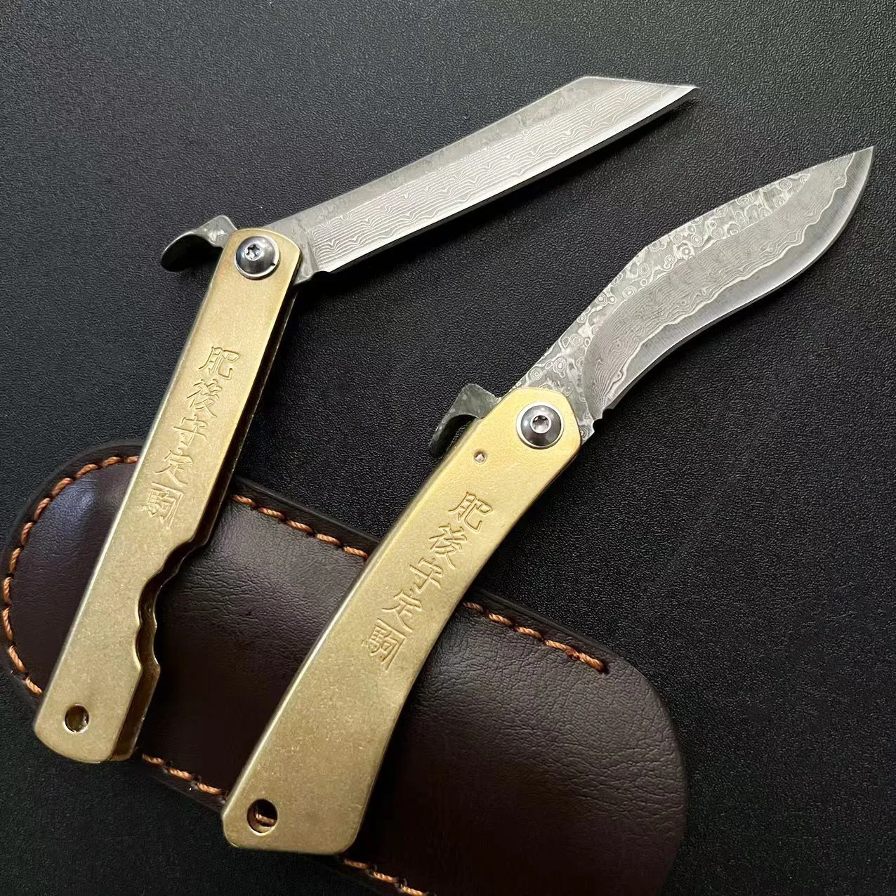 Folding Knife Knife with Brass Handle Stainless Steel Folding Knife Keychain Knife Portable Sharp Fruit Knife Folding Knife image 3