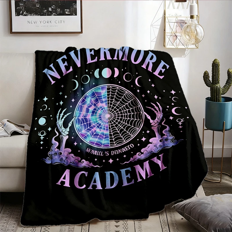 Nevermore Academy Flannel Blanket, Addams Inspired Flannel Throw, Gothic Fashion, Halloween Costume