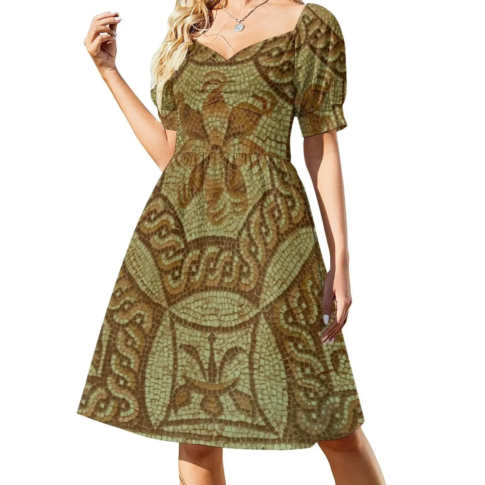 Ancient Roman mosaic flooring Short-Sleeved Dress elegant dresses for women party dresses women