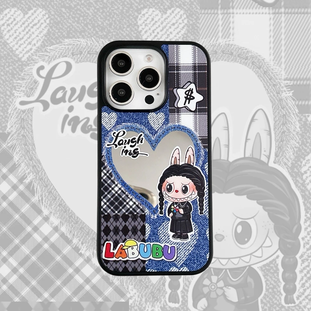 

Милый магнитный чехол для телефона Labubu для IPhone 11, 12, 13, 14, 15, 16 Pro Max Plus, чехол с мультяшной куклой, зеркалом, граффити, чехол для телефона с героями мультфильмов