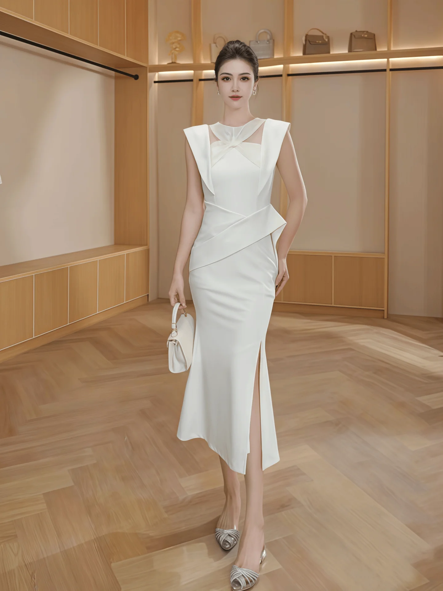 

Ele Lady's Gown Waist-Cinching Evening Dr Women's Exquisite Luxury High-End Dr Faionable A-Line Skirt Long Dr