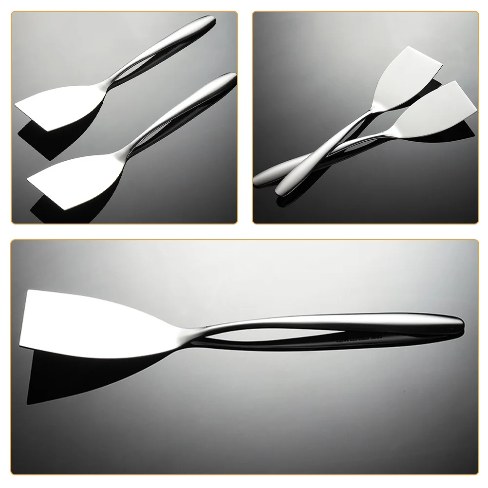 2pcs Stainless Steel Spatula 304 Metal Cooking Turner For Steak Frying Multipurpose Kitchen Tool Restaurant Flipper