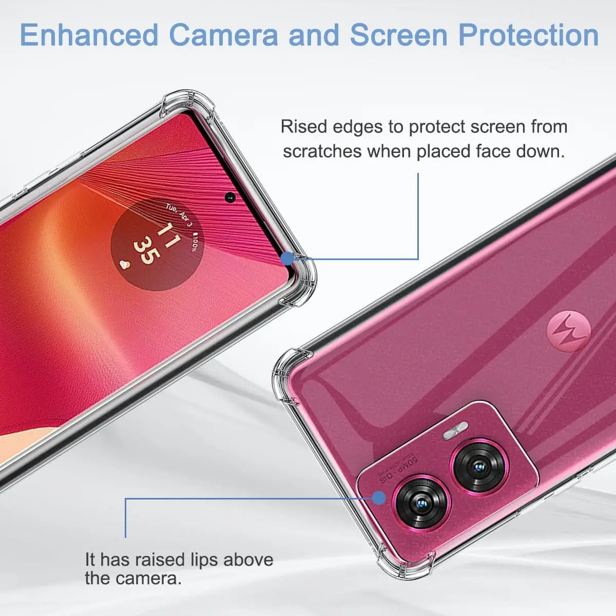 Reinforced Corners Case for MOTO Edge 50 Fusion Clear Soft TPU Camera Protection Shockproof Airbag Cover for MOTO Edge50 Fusion