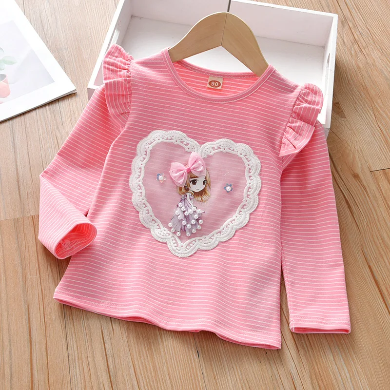 Girls\' Long-sleeved Ruffle Embroidered Baby Flying Shirt Toddler Girl Fall Children Clothes Clothes Toddler Girls Blouse DS29