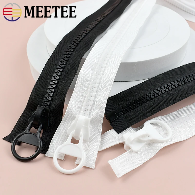 

Meetee 8# Resin Zipper 60-300cm Open-End Long Zip Tape Sewing Jacket Coat Tent Bag Closure Repair Kit Garment Zips Accessories