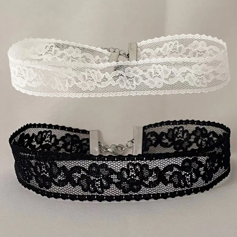 1/2Pcs Sexy Lace Rose Choker for Women Punk Gothic Black Hollow Colar Flower Statement Necklace Collares Girls Neck Accessories