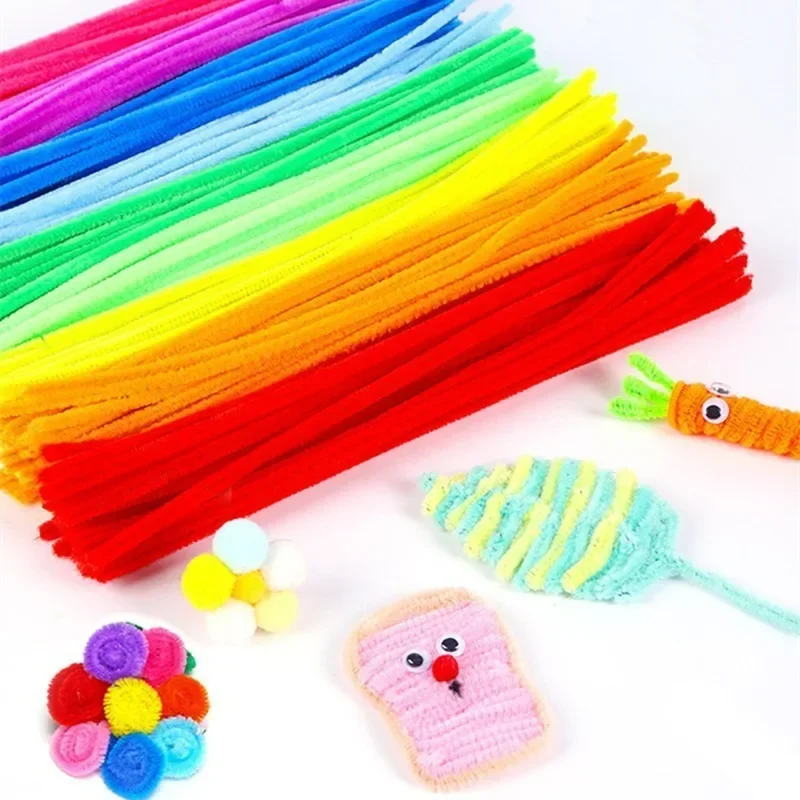 

100PCS Chenille Stems Colorful Plush Tinsel Sticks Pipe Cleaner Crafts Kids Educational Toys Creative Handmade DIY Supplies