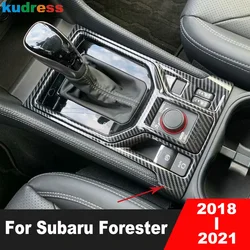 Car Center Console Gear Shift Box Panel Cover Trim For Subaru Forester SK 2018 2019 2020 2021 Carbon Fiber Interior Accessories