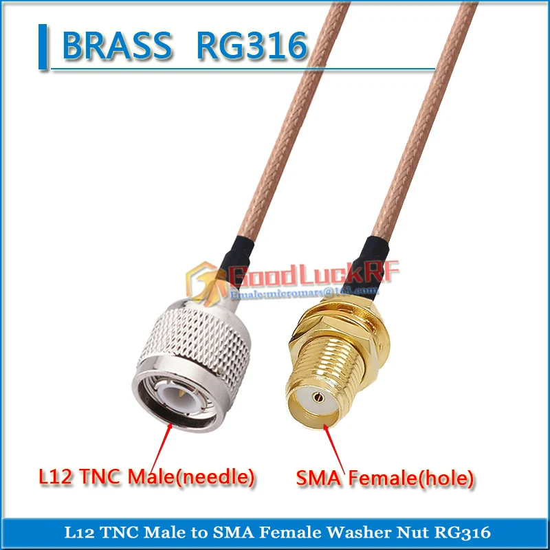 

L12 TNC Male to SMA Female Washer Nut RP-SMA RPSMA Female waterproof 90 Degree to TNC Male Pigtail Jumper RG316 Coaxial