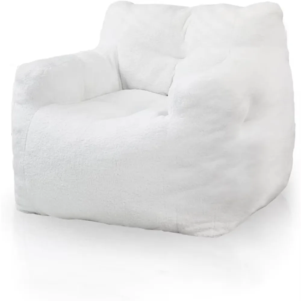 Adult bean bag chairs, giant bean bag chairs with padding, soy bag chairs with faux fur and memory foam with armrests