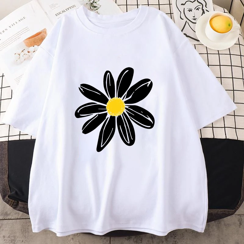 New Daisy Flower Printed T Shirt Women Men Teens Girl Fashion Hip Hop Harajuku Casual Short Sleeve Tops Daisy Lover Gift Tee Fun