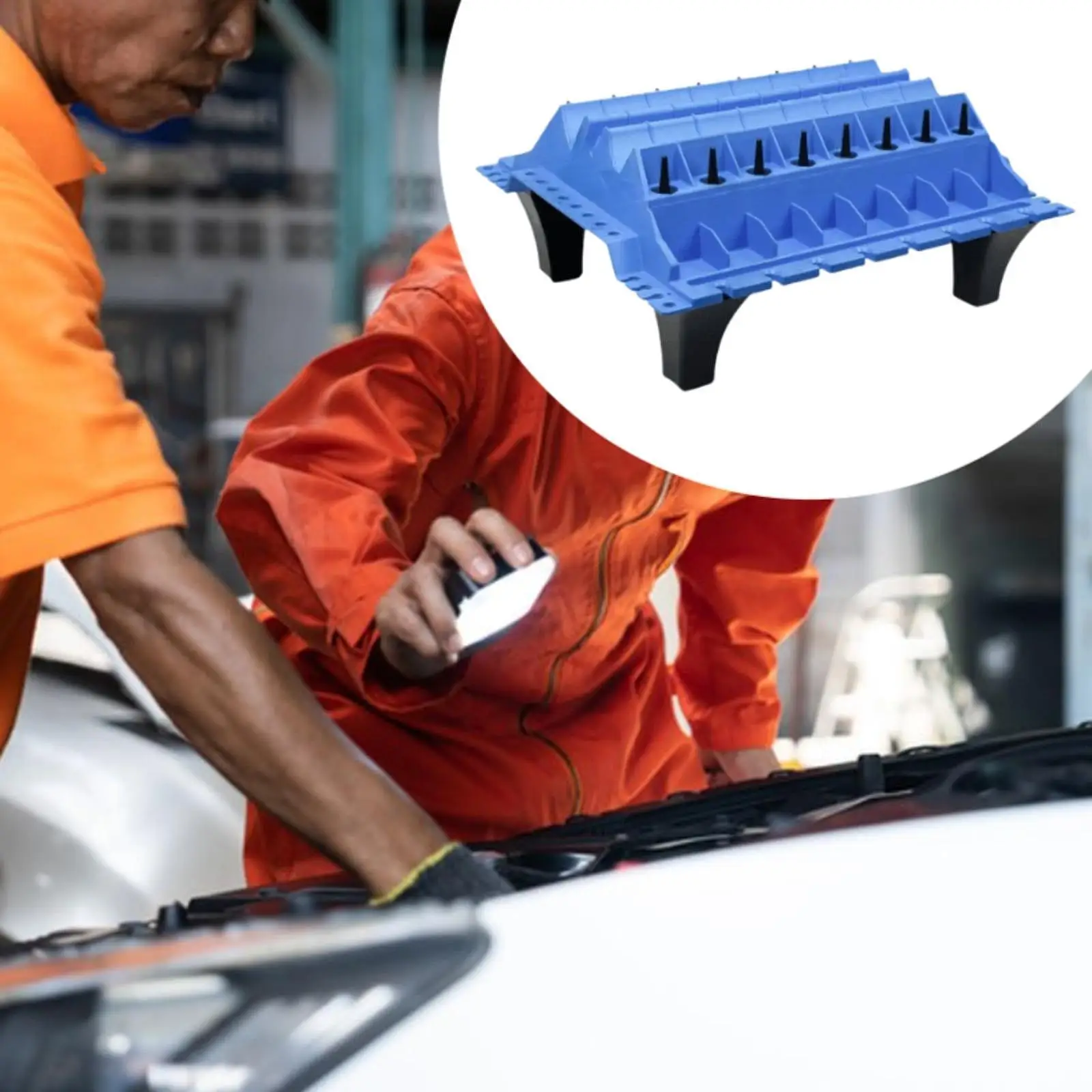 

Engine Maintenance Spare Parts Storage Stand Sturdy Camshafts Organizer Engine Cylinder Head Parts Storage Tray Accessory