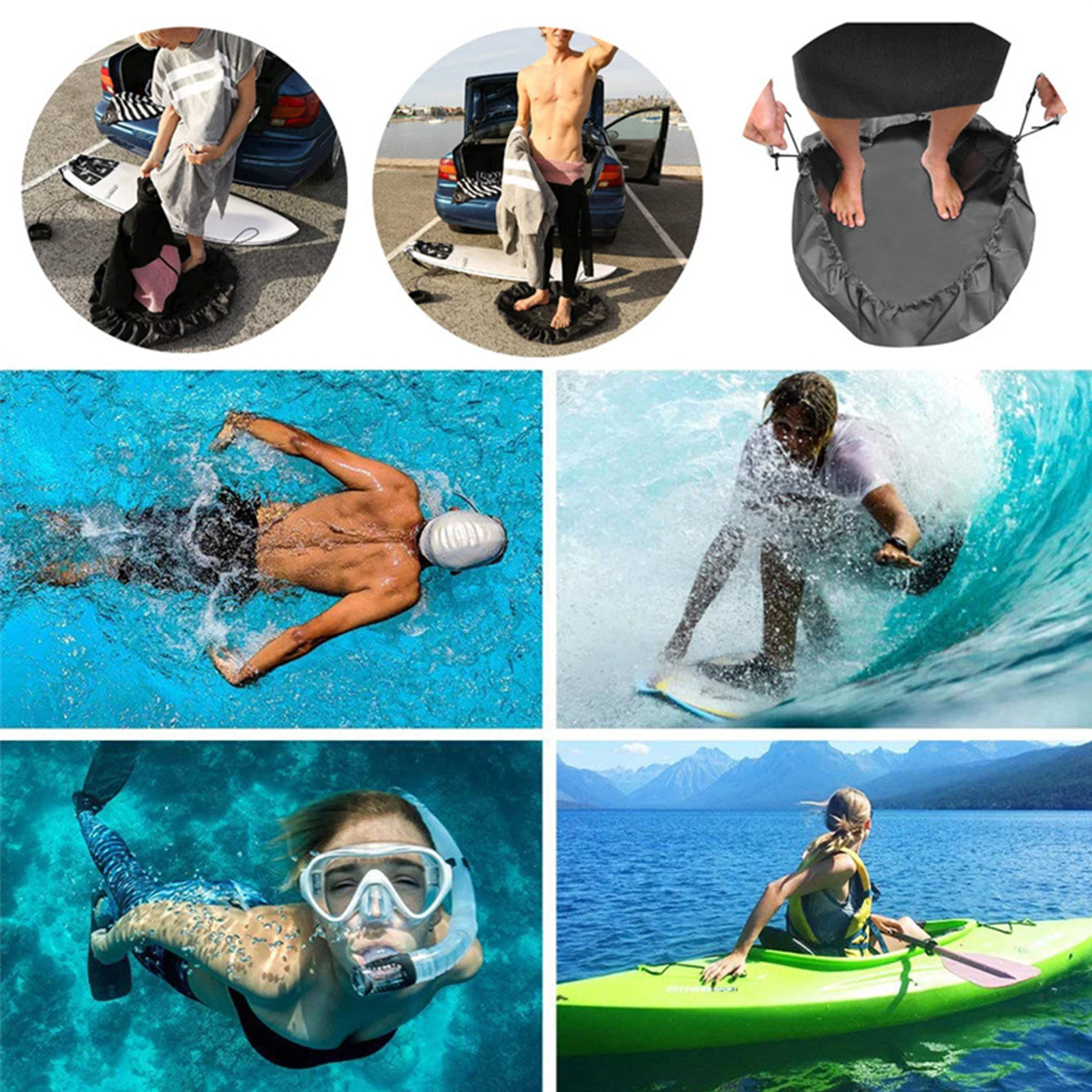 Muta di grande capacità fasciatoio costume da bagno surf immersioni vestiti borsa portaoggetti custodia con coulisse per sport acquatici all'aperto