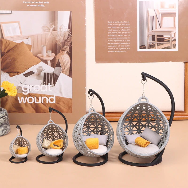 

1Set Dollhouse Miniature Swing Chair Hammock Doll House Garden Home Swing Model DIY Life Scene Decor Kids Pretend Play Toy