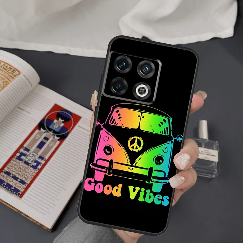 Hippie Peace Bus and Sunflower Silicone Case For Oneplus Ace 10 9 Pro 8T Nord 2 2T N10 20 N100 200 Luxury Soft Cover Coque