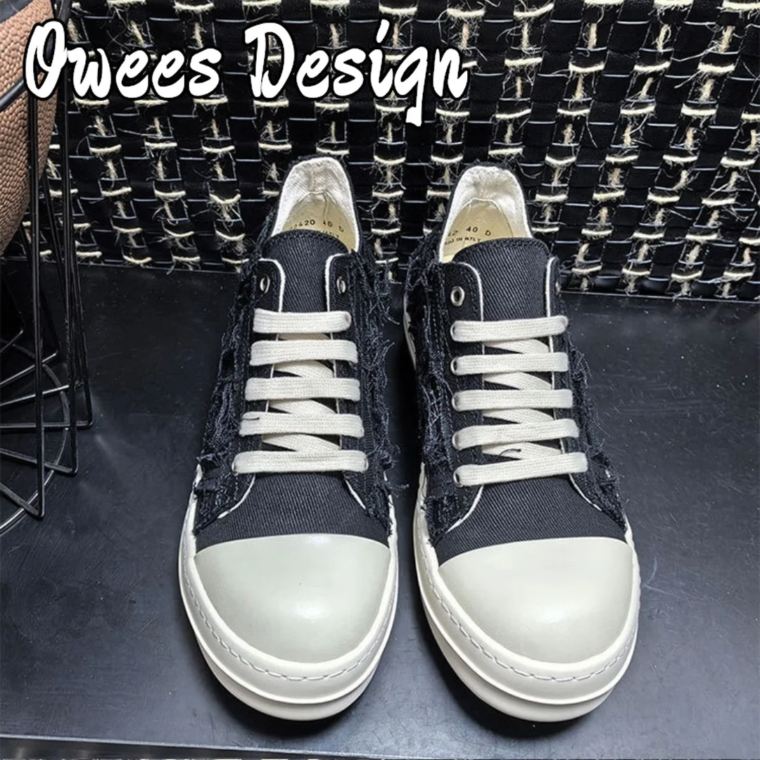 Owees Design Canvas Shoes Women Retro Style Low Top Casual Shoes Men Trend Platform Flats Sneakers Breathable Canvas Shoes