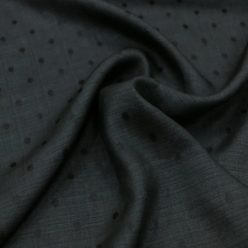 The vintage polka dot jacquard traditional Xiangyunsha silk fabric is elegant and simple a new Chinese-style designer's