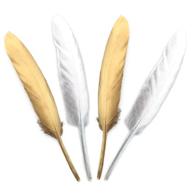 Golden Goose Feather 10-15cm Spray Painted Straight Blade Clothing Craft DIY Decoration Tassel Raw Material Wholesale