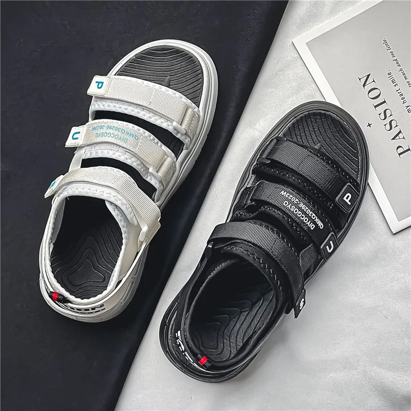 

Summer Solid Color Flat Sandals Popula 2024 Open Toe Outdoor Slippers Beach Men's Shoes Plus Size Zapatos De Mujer Slides