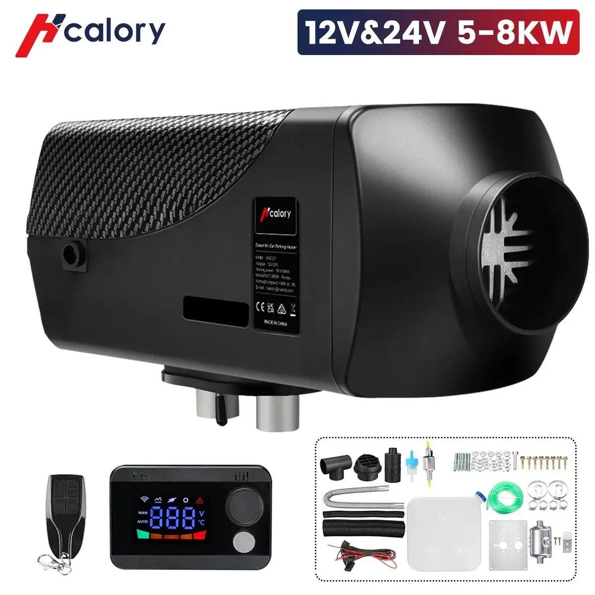 

Hcalory 12V 24V 5-8KW Car Heater Air Diesel Heater New LCD Monitor + Tank Remote Control for RV Boats Trailer Truck Motorhome