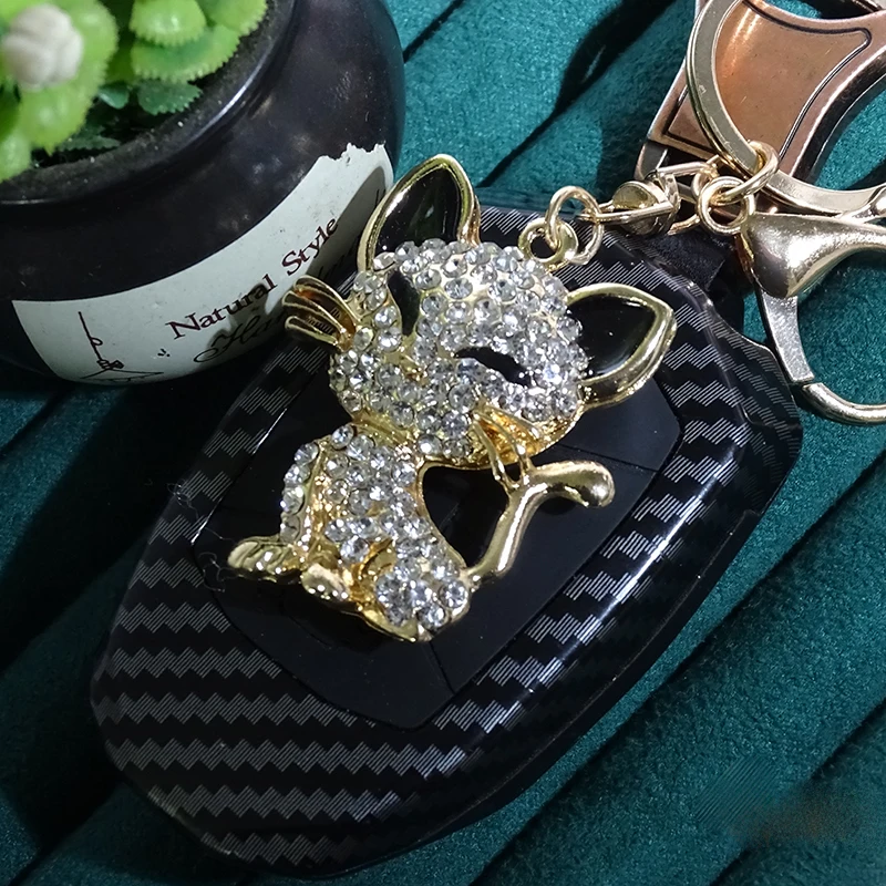 XDPQQ Fashion Jewelry Keychain Car Decoration Pendant Metal Rhinestone Female New Animal Kitten Keychain