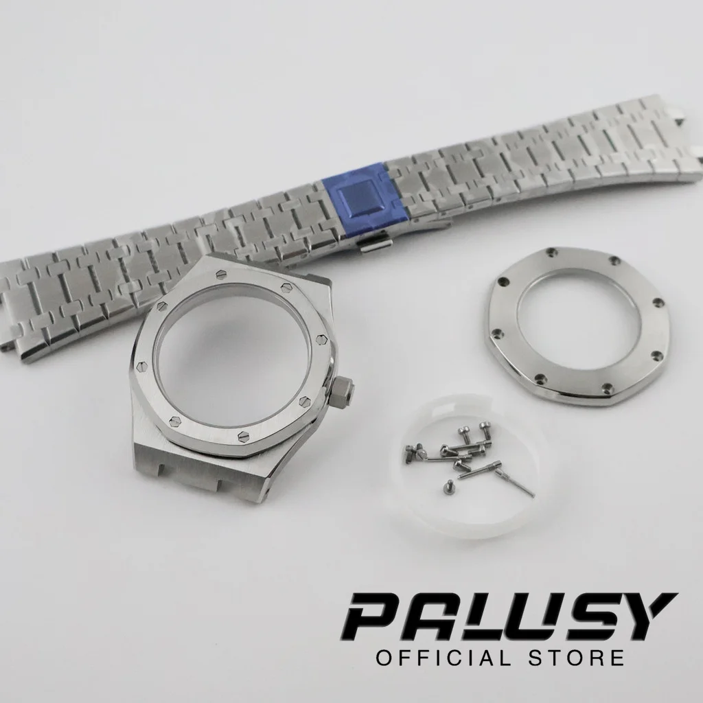 41mm Sapphire Glass Watch Case + Strap Stainless Steel Bracelet NH34 NH35 NH36 NH38 NH70 ETA2824 PT5000 Case Modified AP Parts