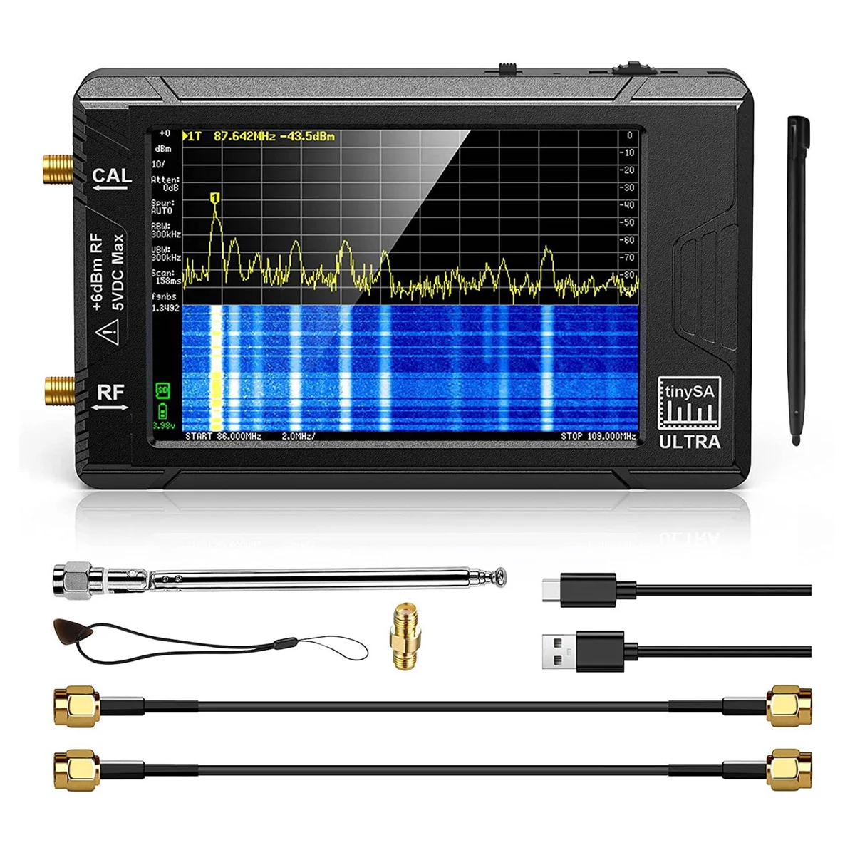 Handheld Tiny Spectrum Analyzer Ultra 3.95 Inch Touch Screen Build in Battery