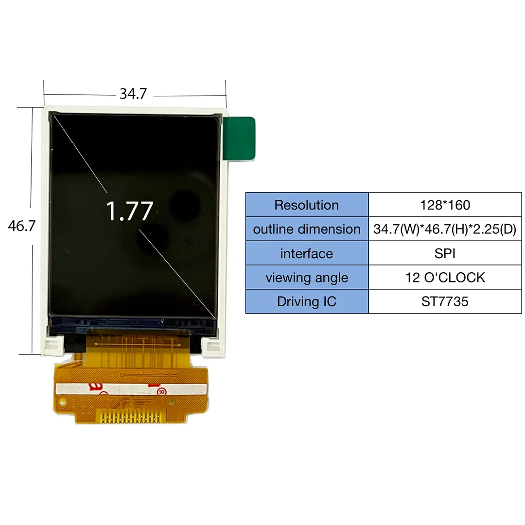 1.77-Inch LCD Display 128*160 ST7735 SPI LCD Module Display Small Instrument No Touch Screen Free shipping