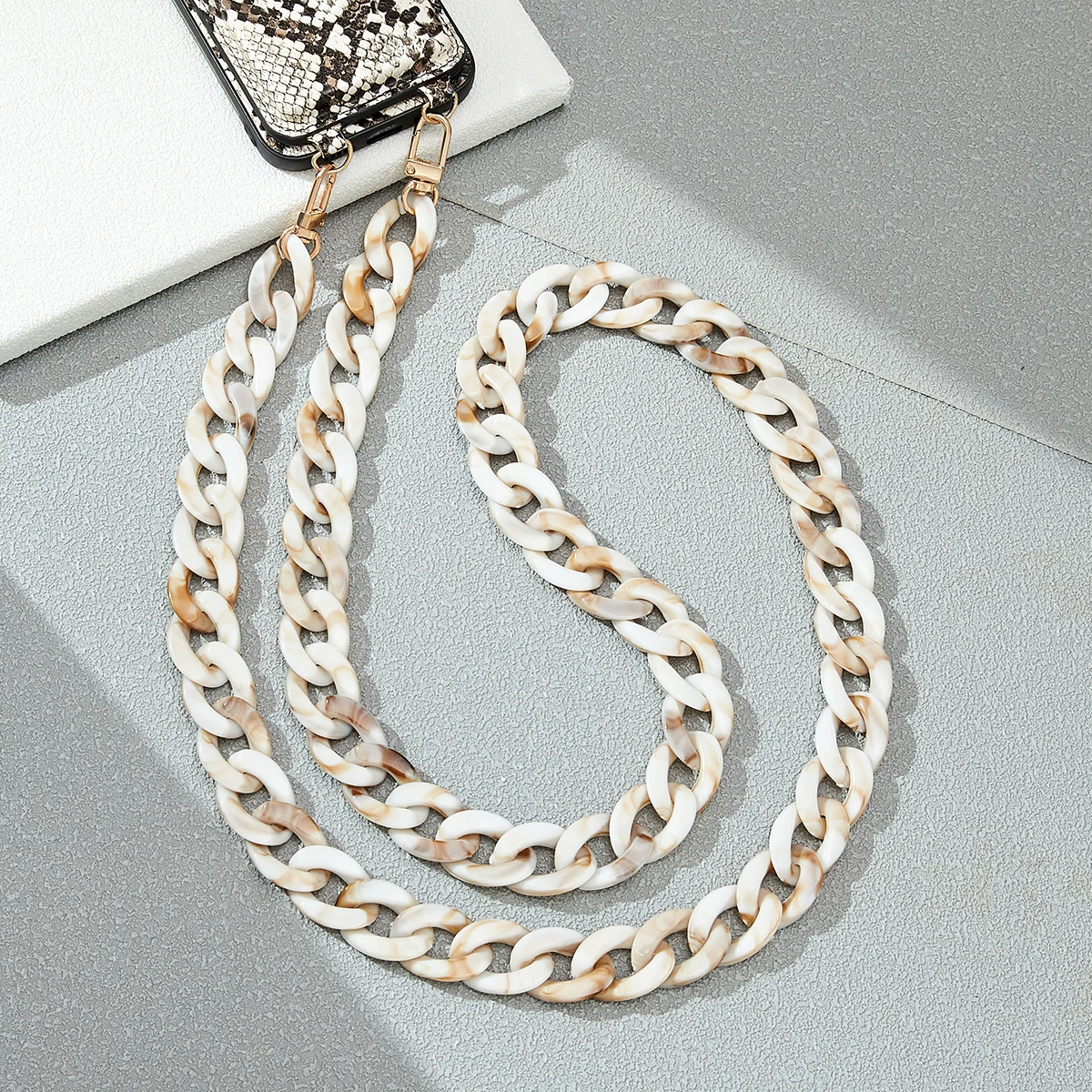 110cm Retro Long Style Cellphone Chain Slant Hanging Phone Jewelry Acrylic Telephone Strap Cord Anti-Loss Mobile Phone Lanyard