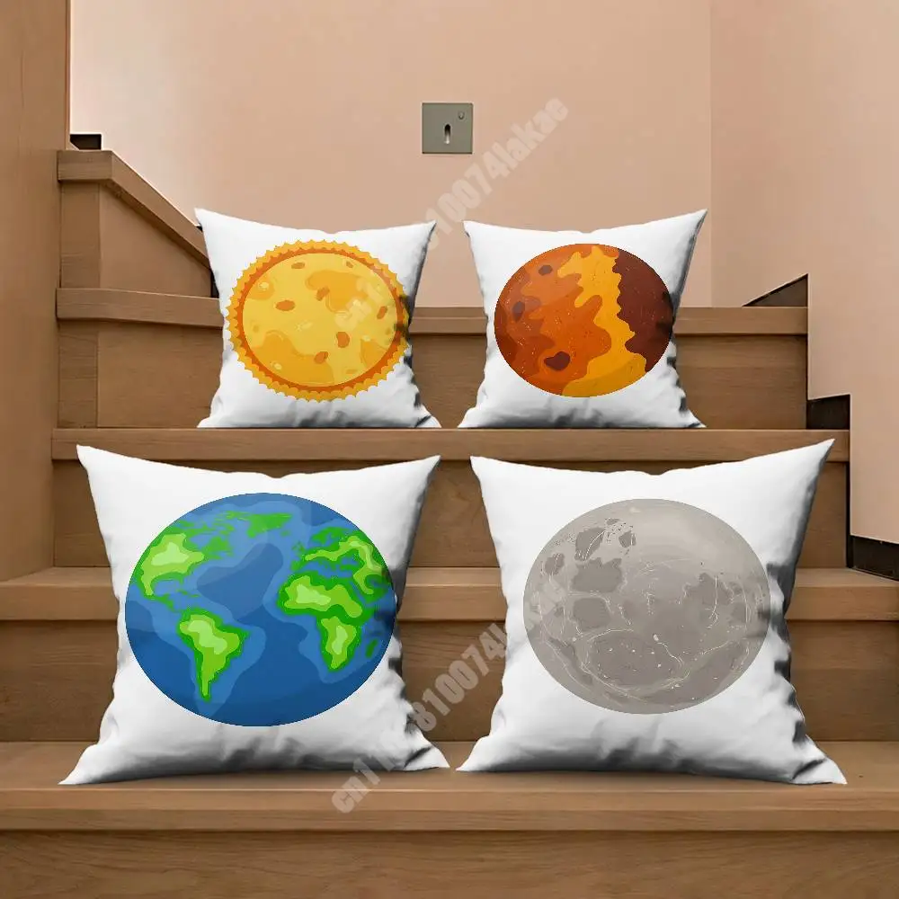Science Education Planet Earth Moon Mars Jupiter Sofa Couch Pillow Cover Cushion Case Cozy Bedroom Accent Studio Furnishing