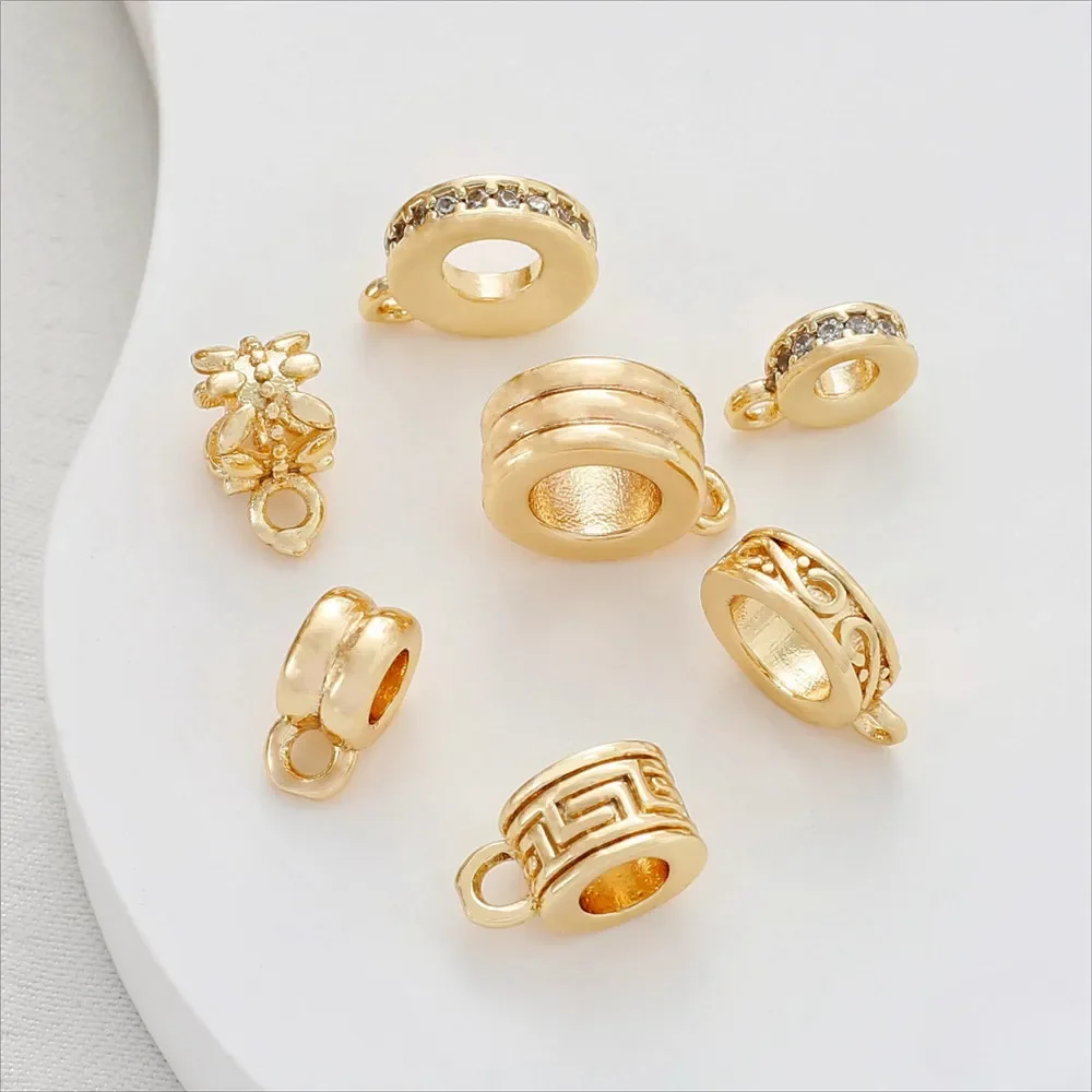 

14K Gold-wrapped Belt Hanging Drill Ring Engraved Spacer Ring Smooth Bead Spacer DIY Closed Lifting Ring Spacer Bead Accessories